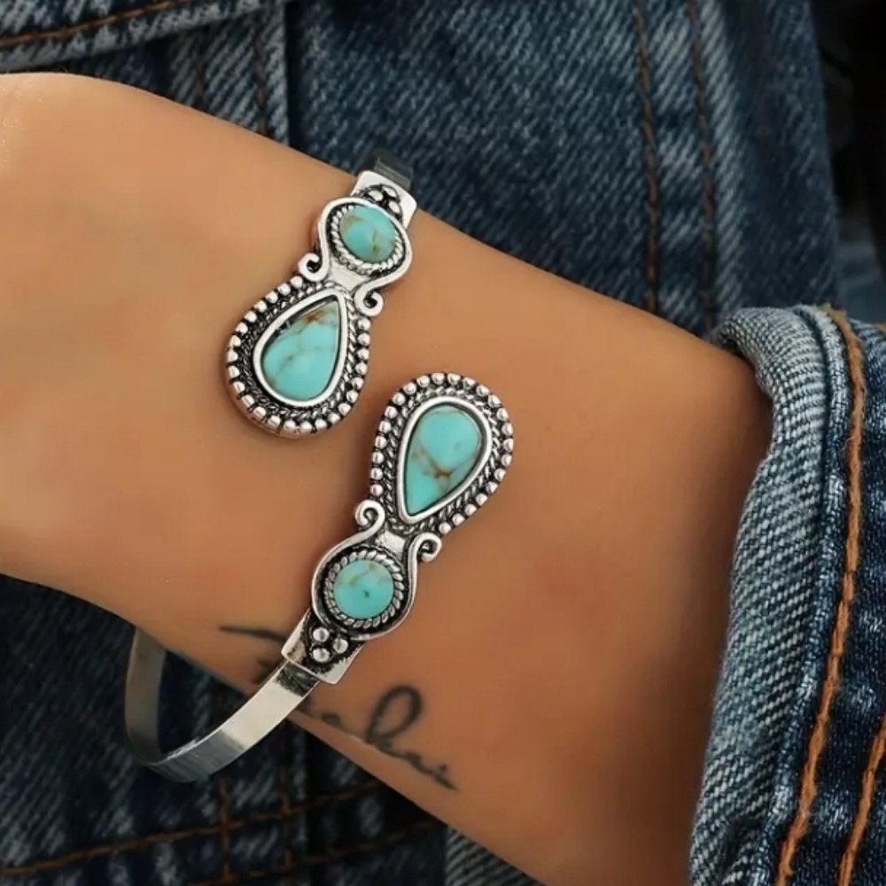 Vintage Bohemian Turquoise Cuff Bracelet